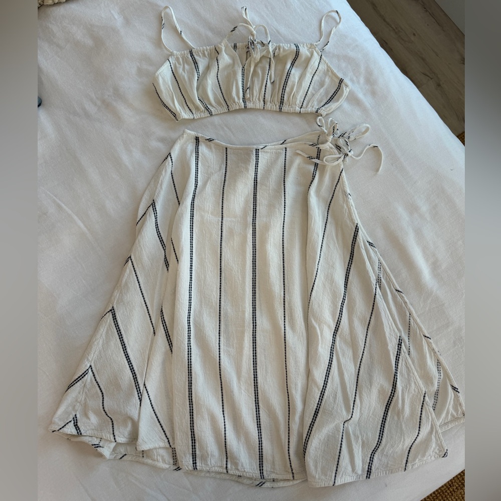 Madewell Striped Swimsuit Coverup Skirt Set - Picture 4 of 8
